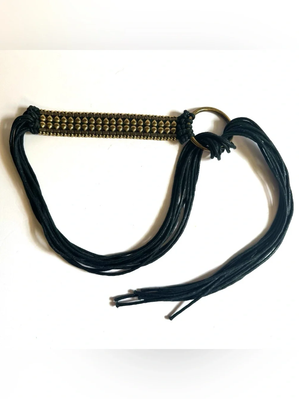 Free People Black Juniper Wrap Belt Fringe Studded Boho Festival One Size READ